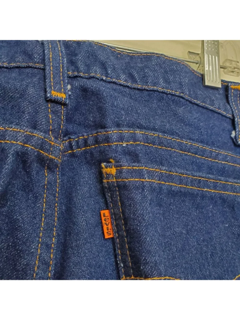 Levi's straight leg dark wash jeans 1980's orange tab